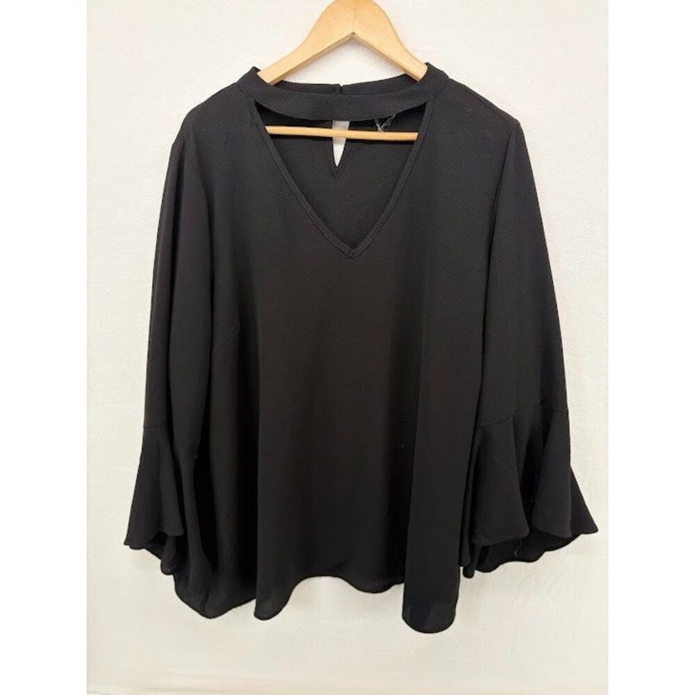 City Chic Women's Black Tunic Long Bell Sleeves Size‎ 3X
